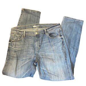 Old Navy Boyfriend Women Blue Distressed Ripped‎ Jeans Standards Mid Rise Size 8